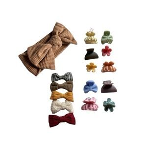Head Wrap Bow With Bow Clippies And Claw Clips